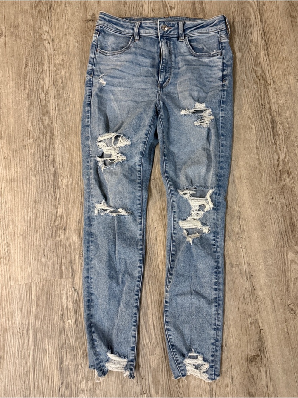 American Eagle Outfitters Light Blue Ripped Skinny Jeans